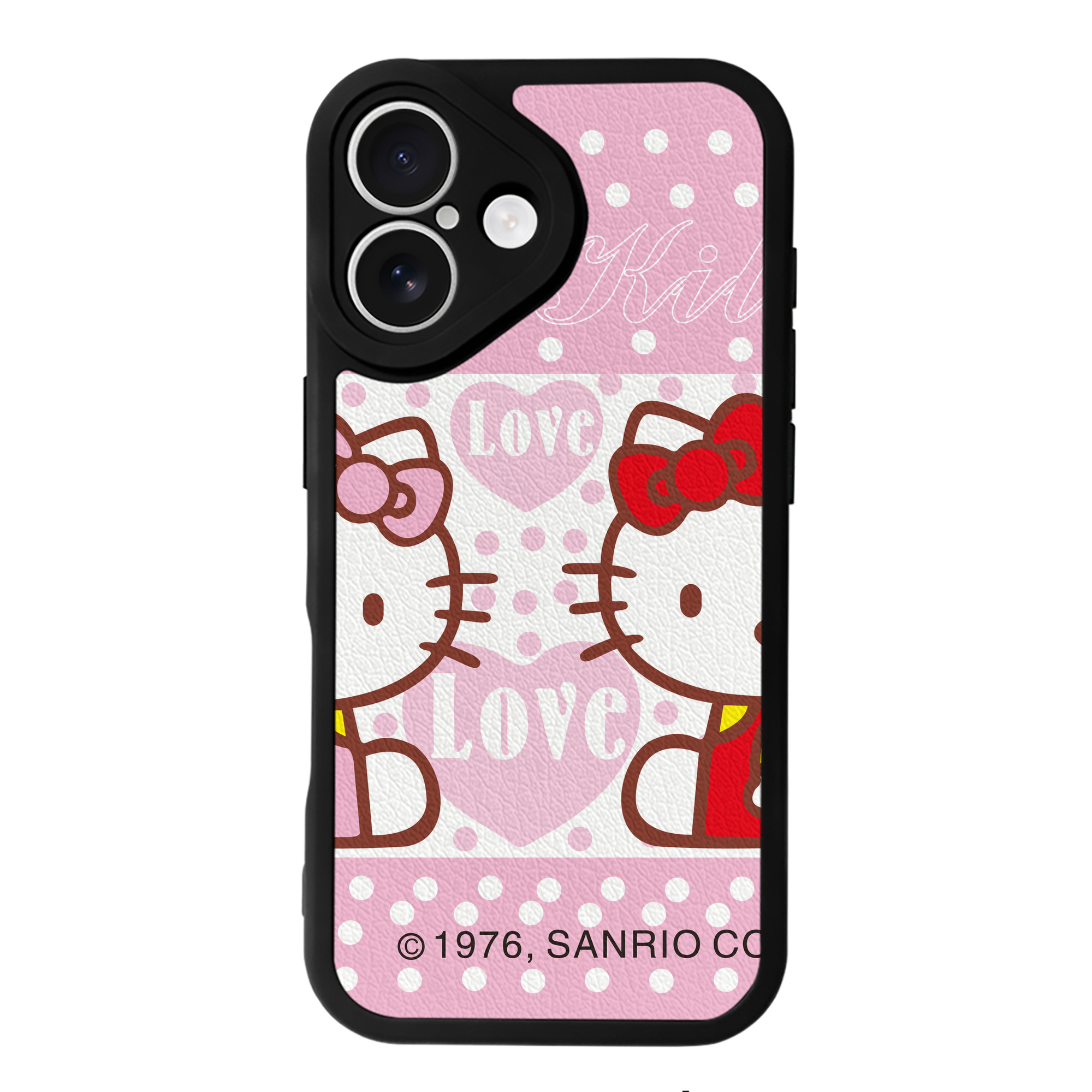（画像用） Hello Kitty ハローキティ 【iPhone 16シリーズ対応】シリコンスマホケース（レザー調） 材質：シリコン